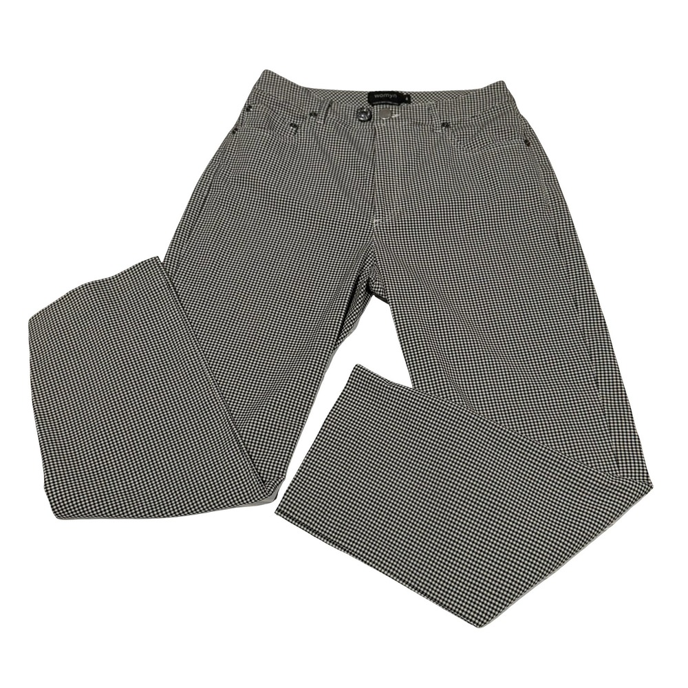 Womyn Black White Gingham Cropped Pants Womens Size 4 High Rise Straight Leg NYC